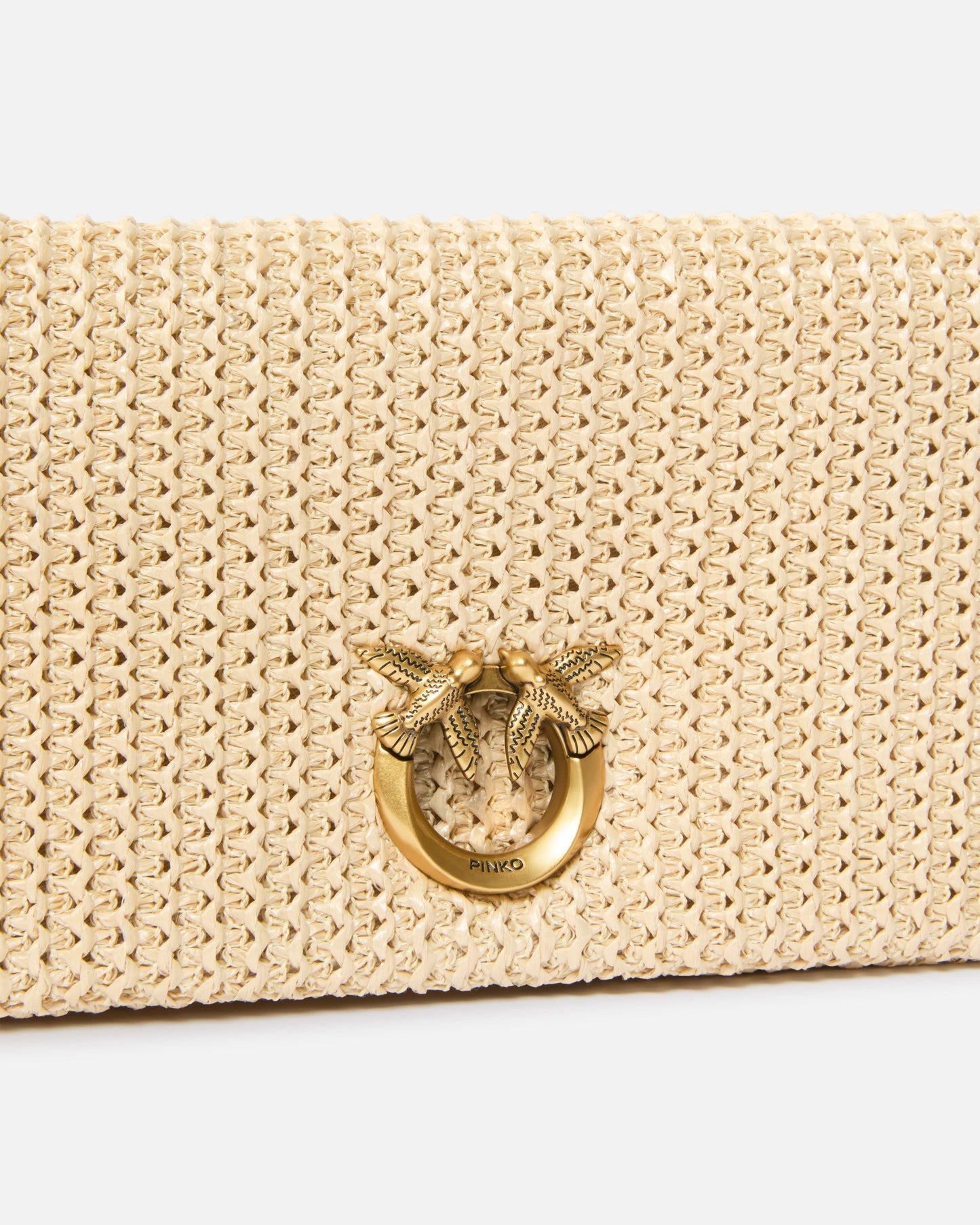 Love Bag Click Soft Horizontal Classic medium crossbody clutch in raffia