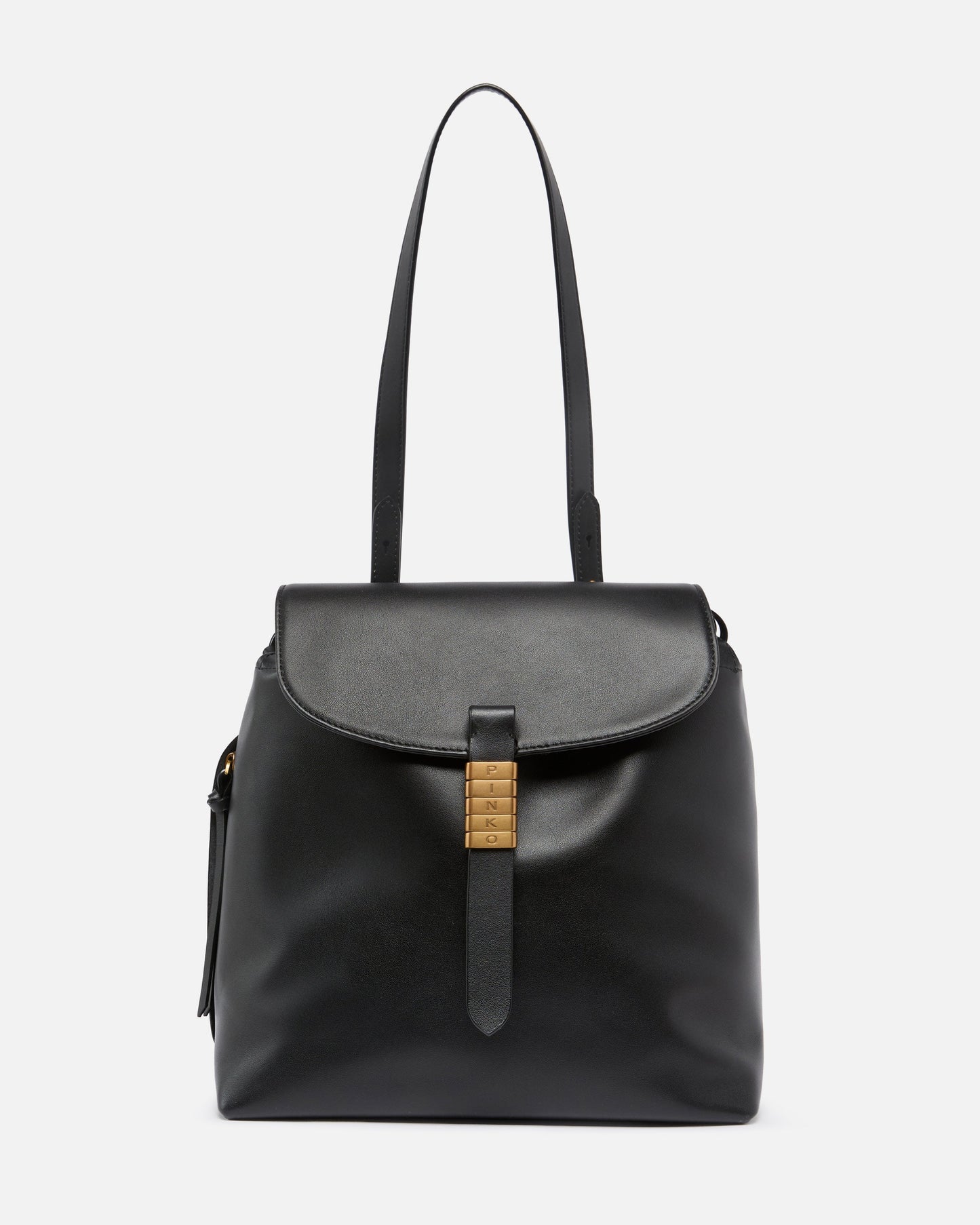 Medium Saddle Backpack in leather with logo rings