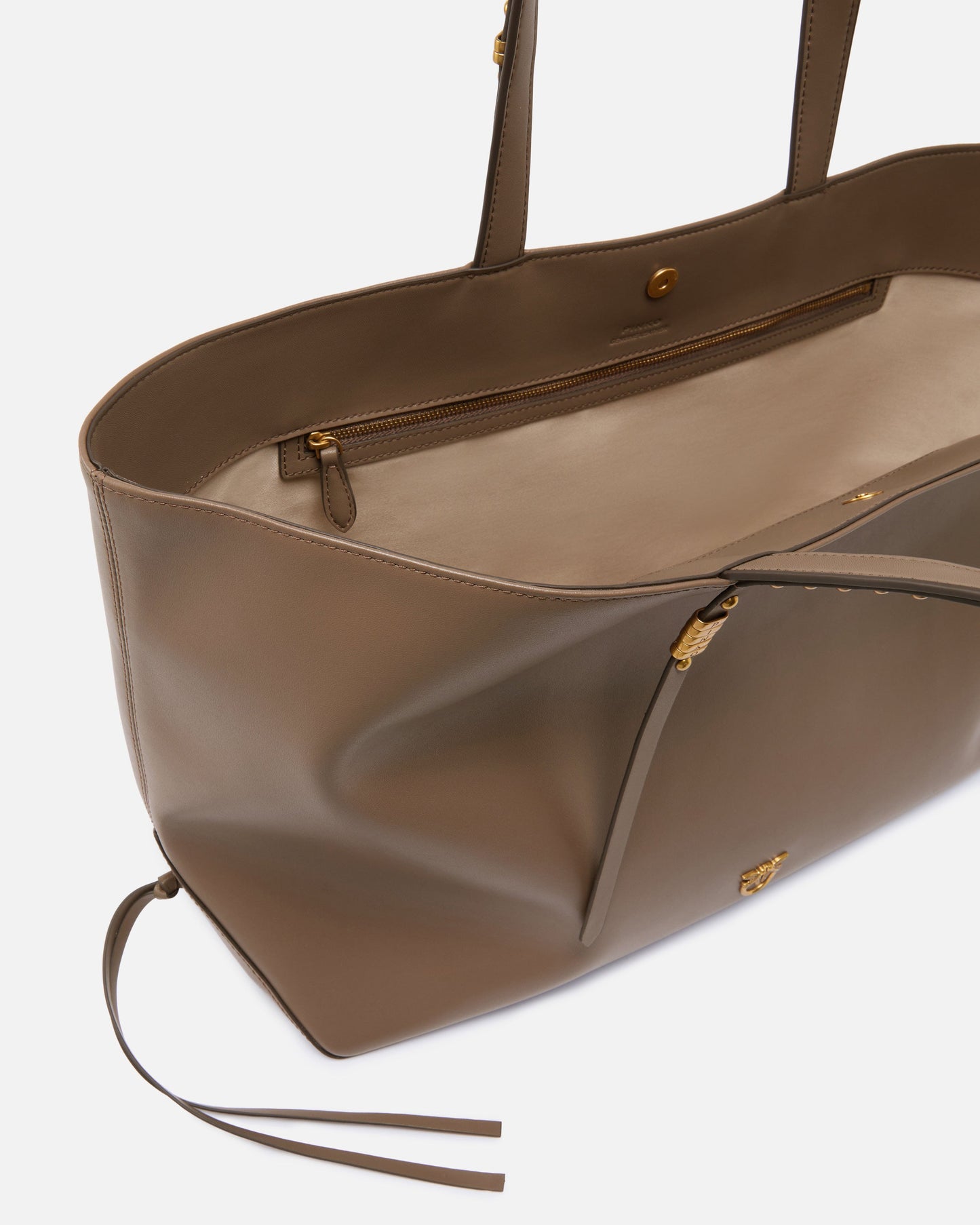 Medium leather shopper bag with metal details