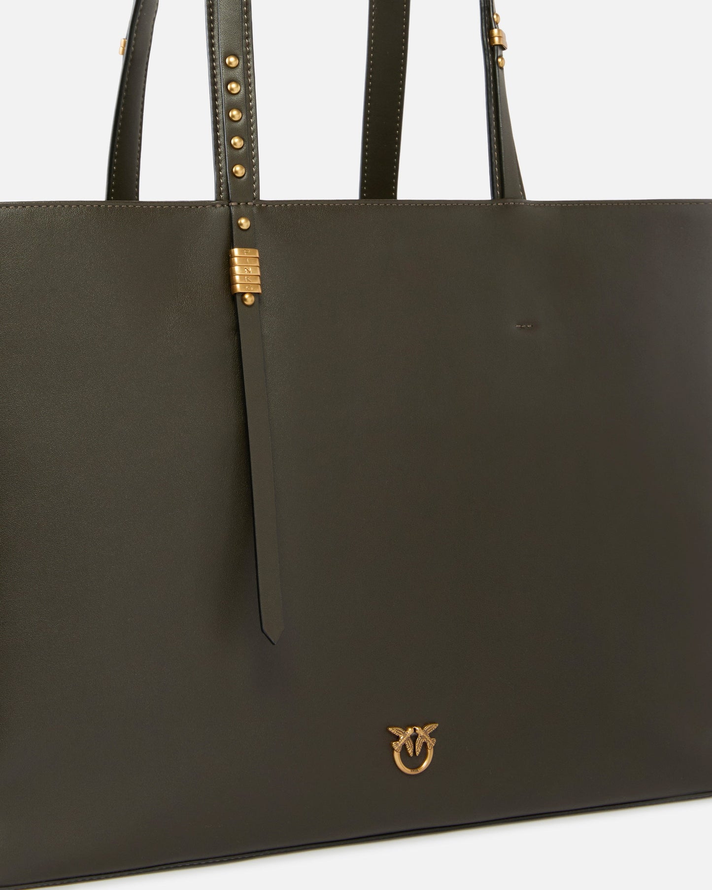 Medium leather shopper bag with metal details