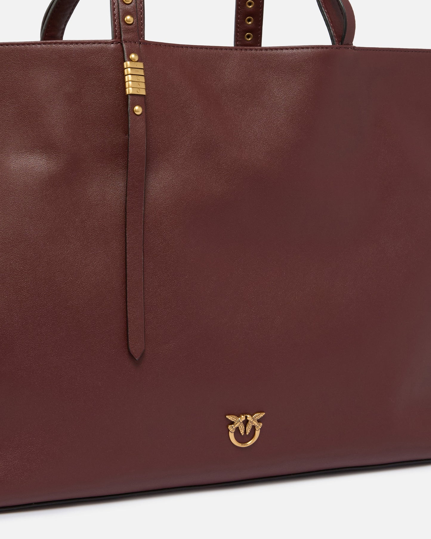 Medium leather shopper bag with metal details