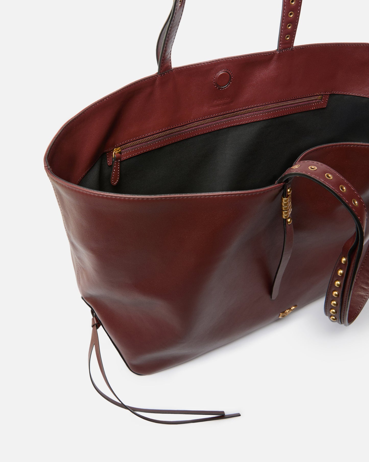 Medium leather shopper bag with metal details