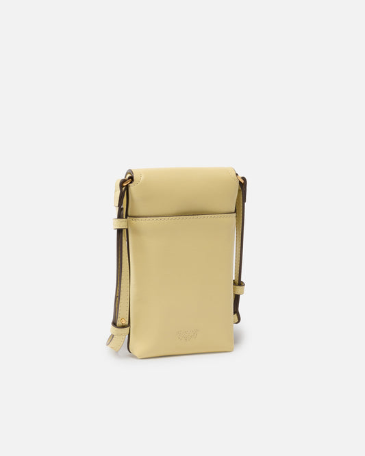 Leather smartphone case with shoulder strap and logo