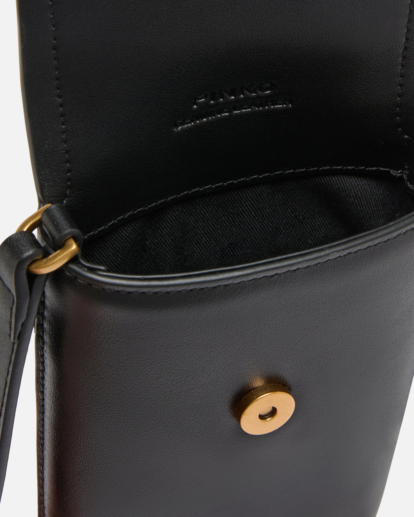 Leather smartphone case with shoulder strap and logo