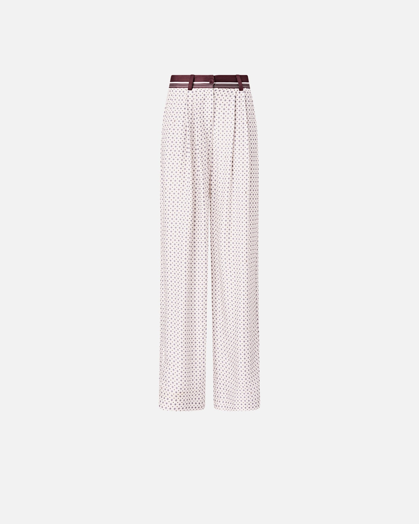 Trousers with tie motif