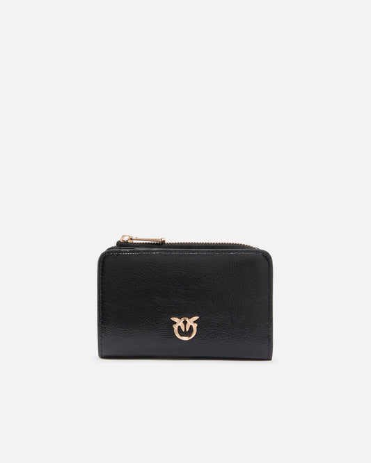 Mini wallet in shiny leather with Love Birds