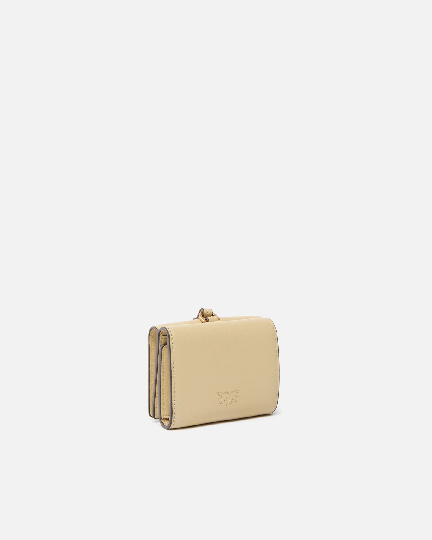 Compact leather wallet with wristlet