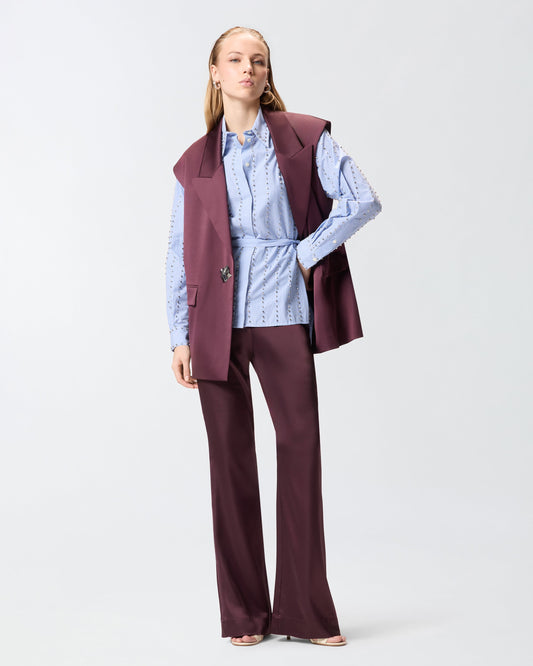 Striped shirt with jewel embellishment