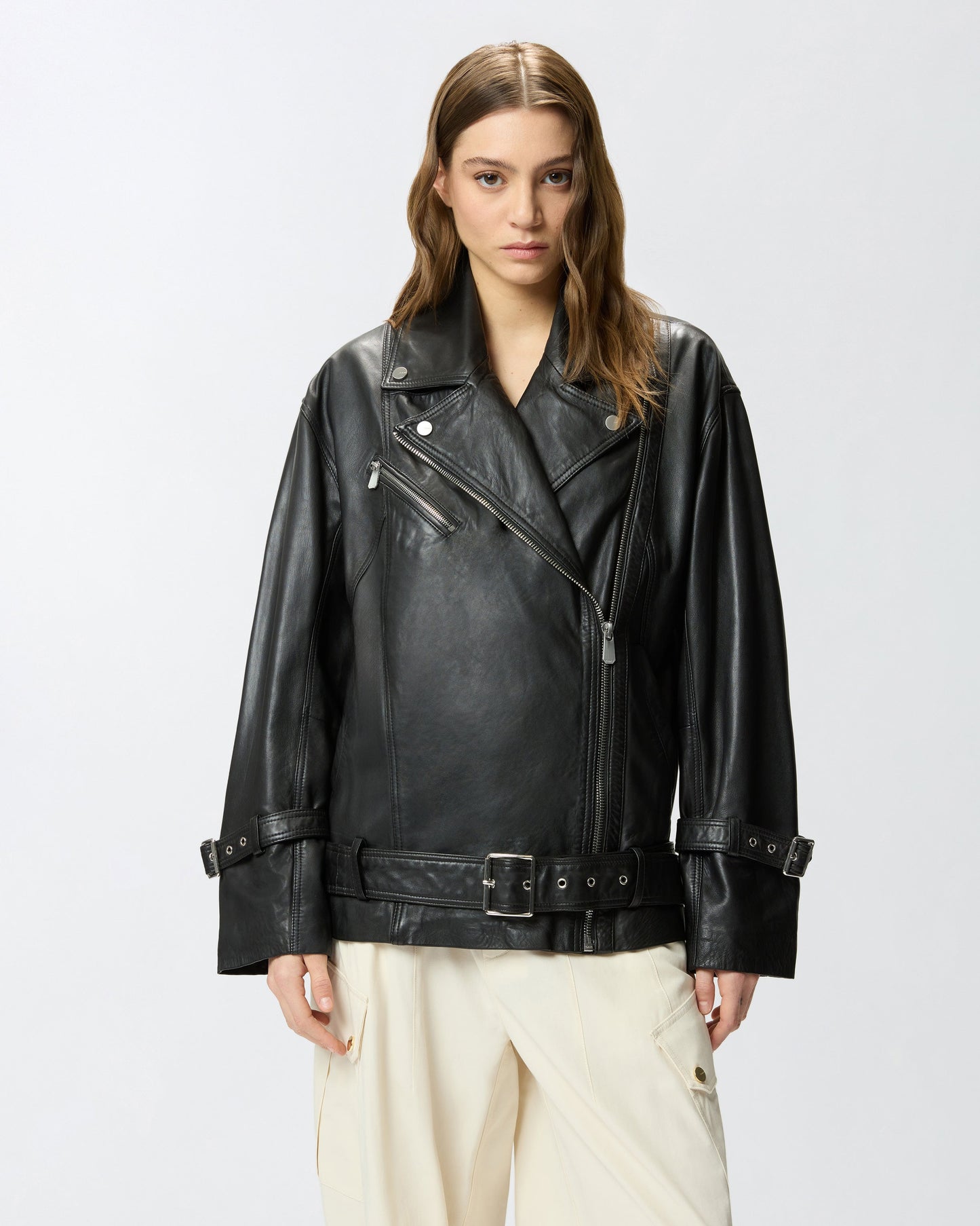 Leather biker jacket
