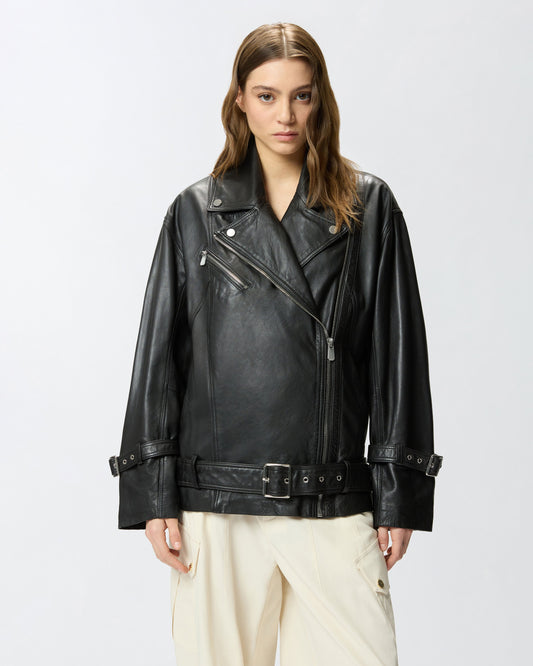 Leather biker jacket