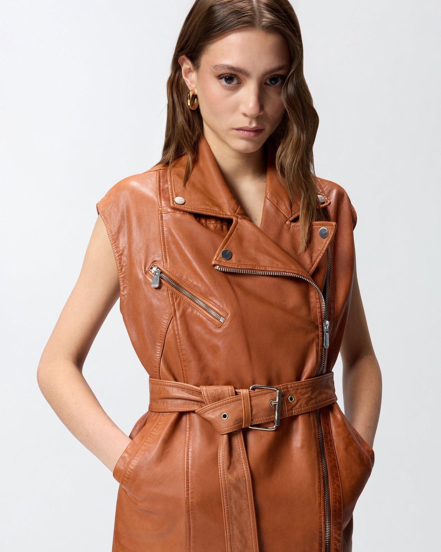 Biker-style leather vest