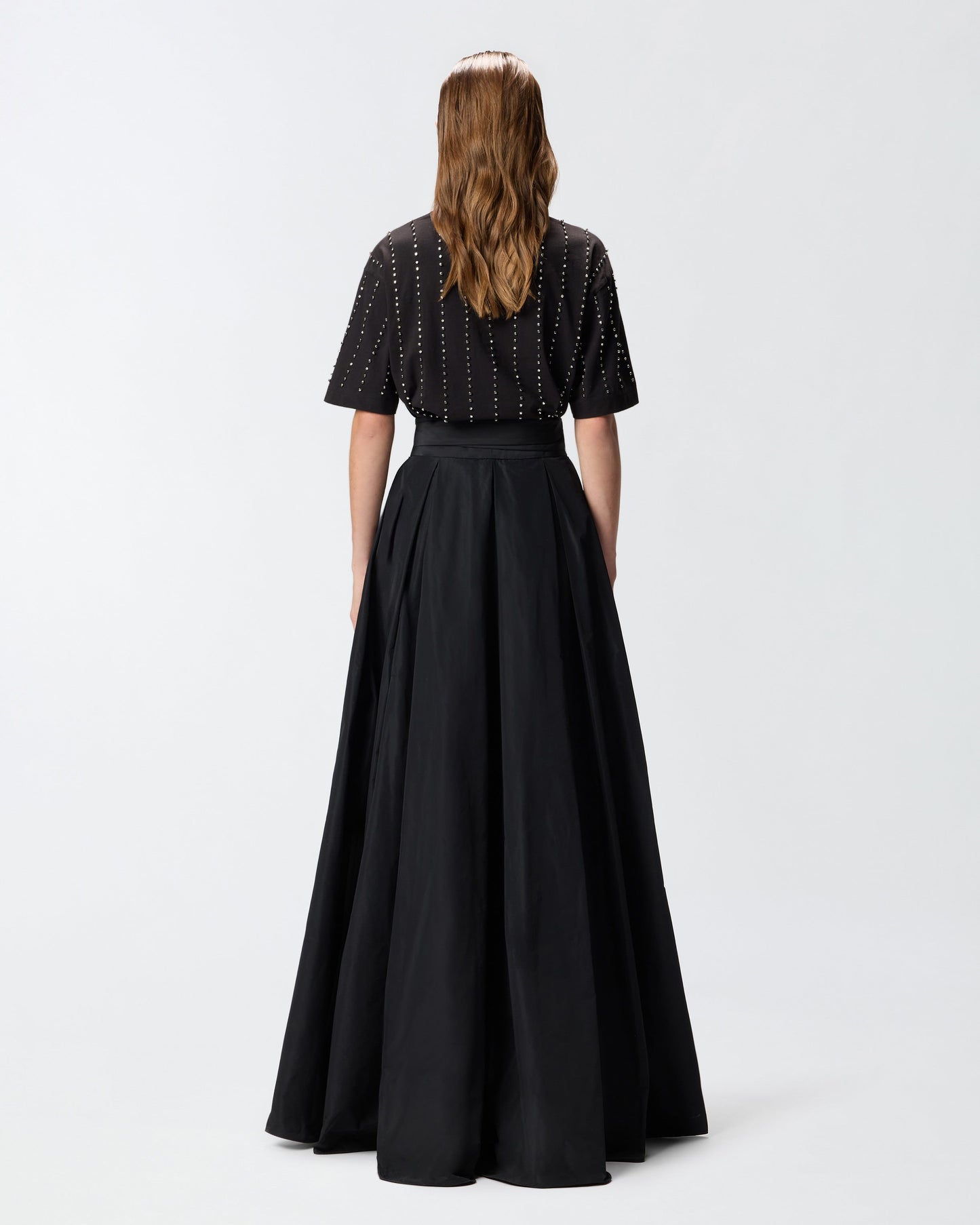 Long wrap skirt with bow