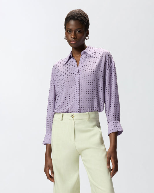 Rhinestoned georgette shirt