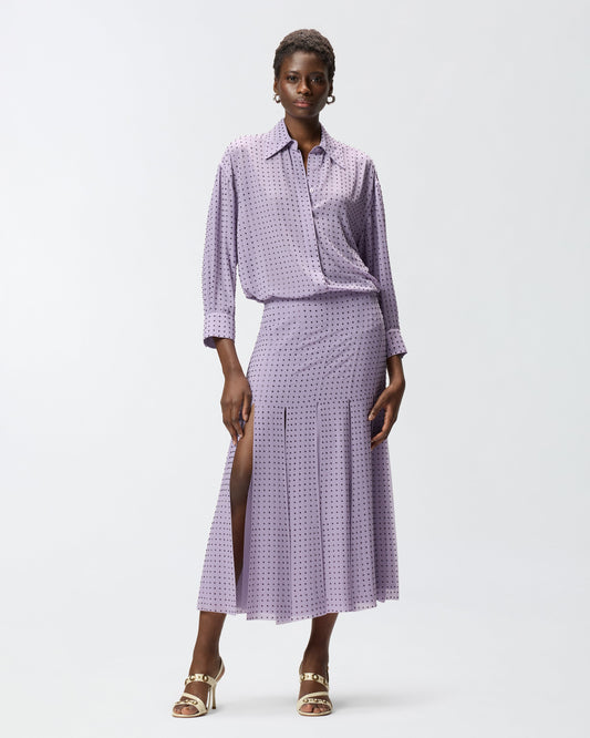 Midi skirt with fringes and rhinestones