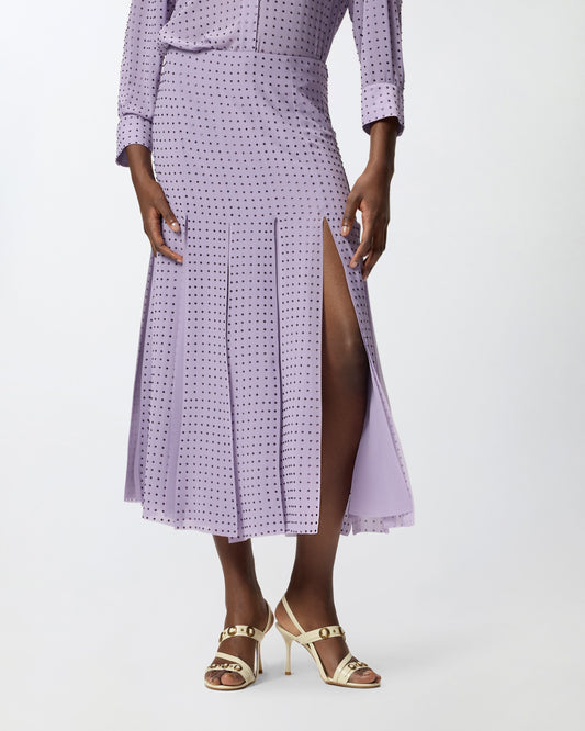 Midi skirt with fringes and rhinestones