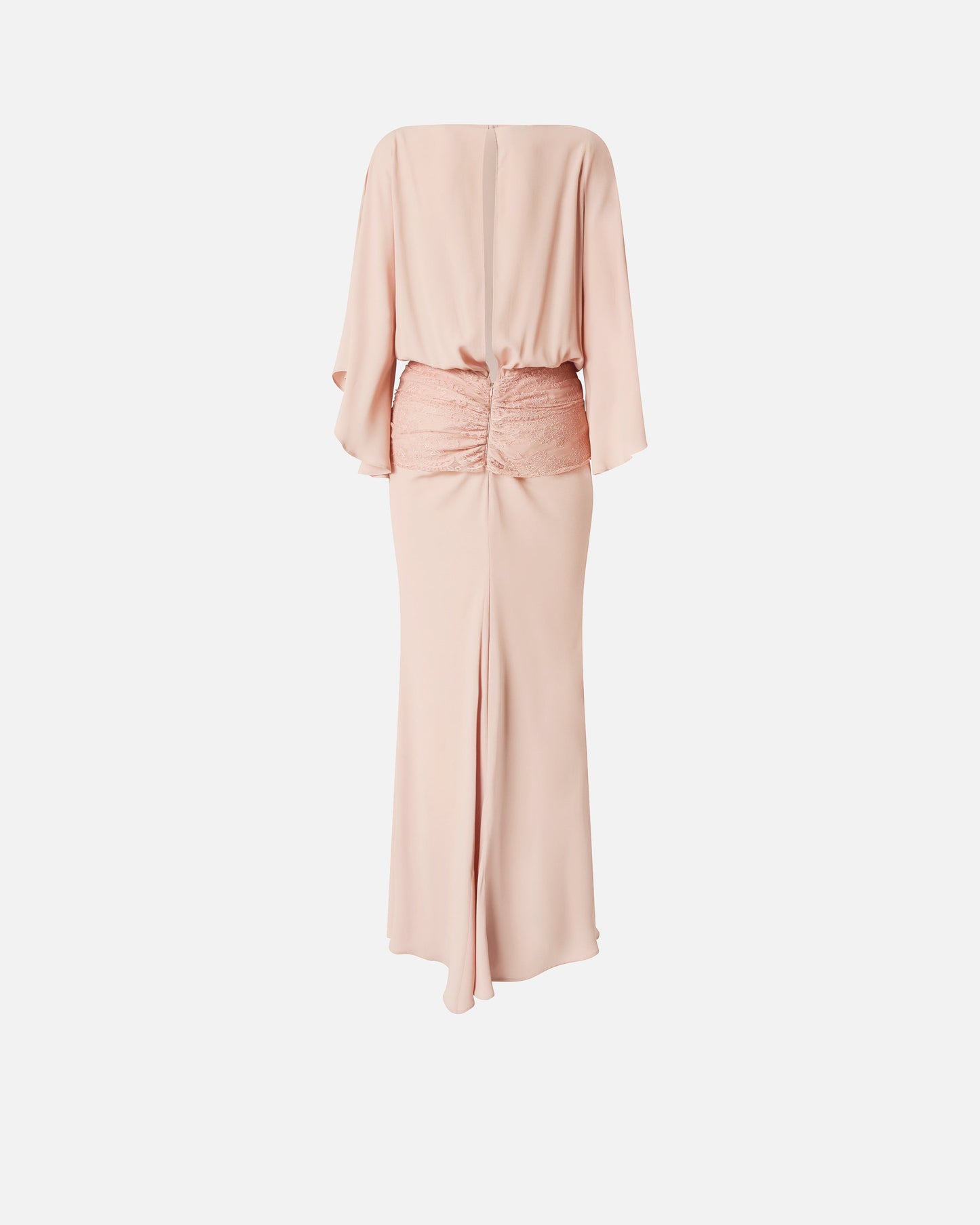 Long dress with draping and lace