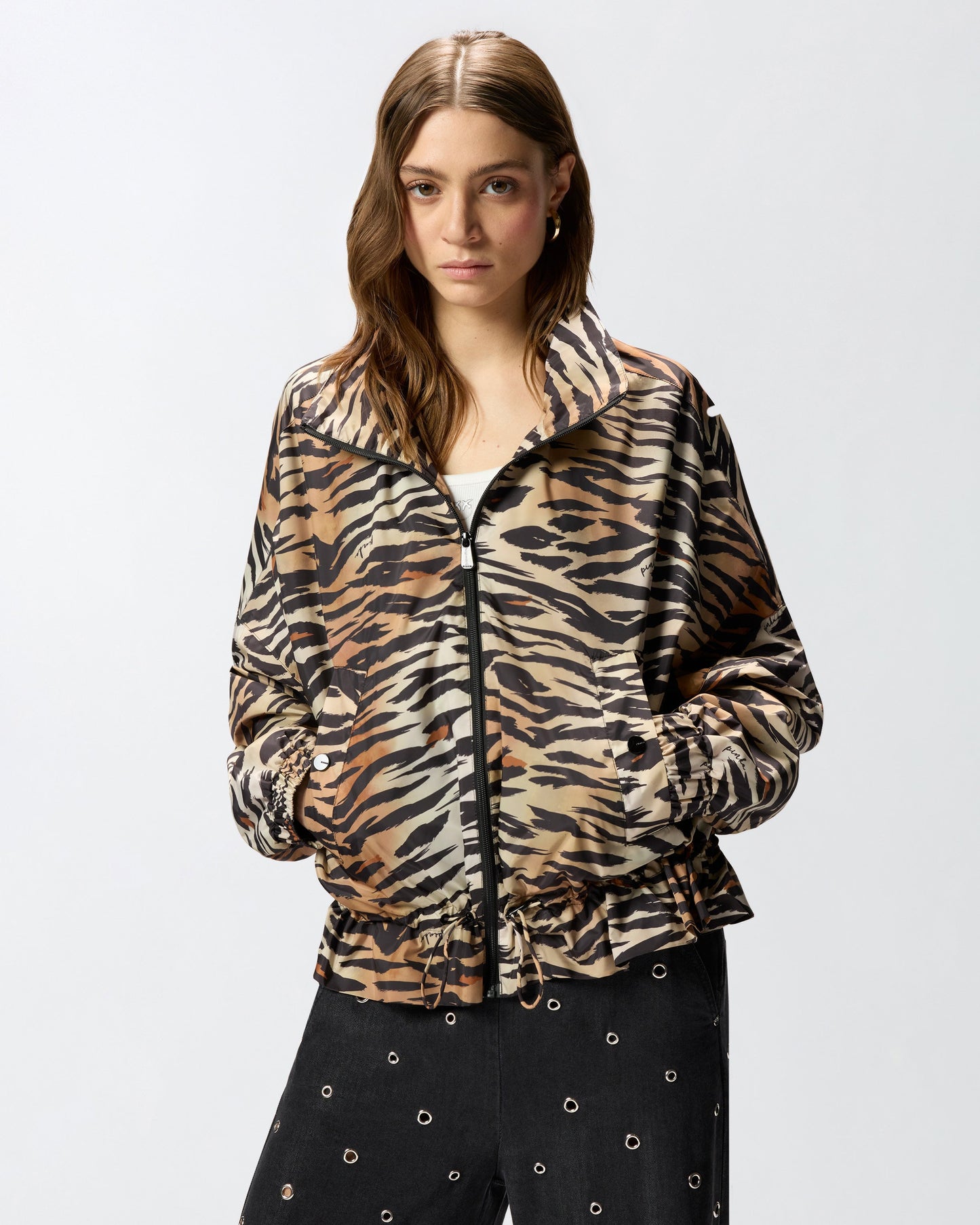 Zipped jacket with tiger print