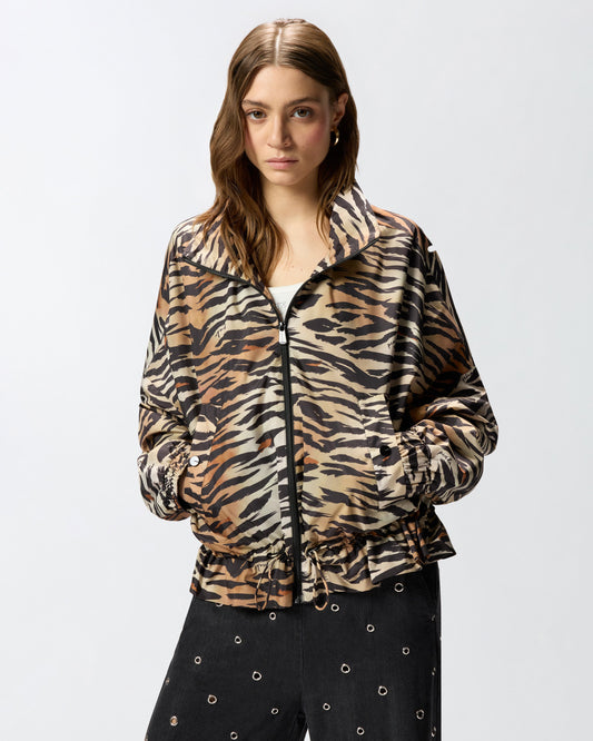 Zipped jacket with tiger print