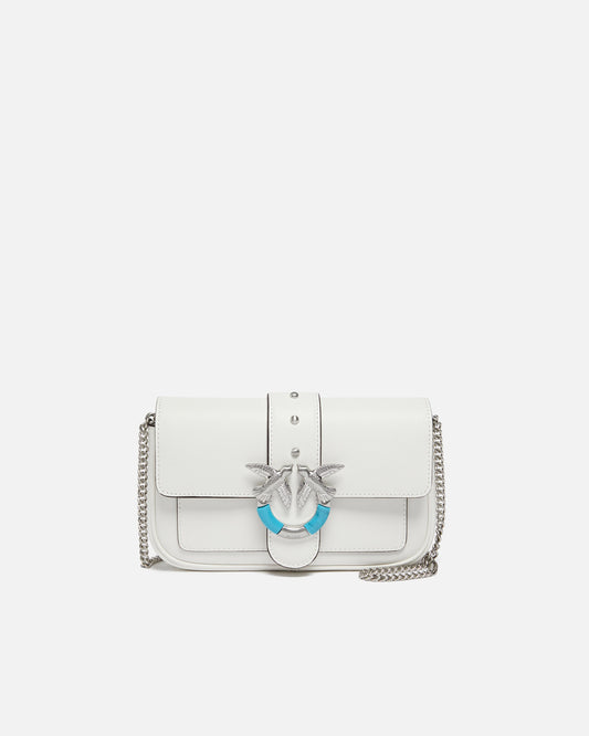 Mini Love Bag One Pocket shoulder bag in leather with turquoise buckle