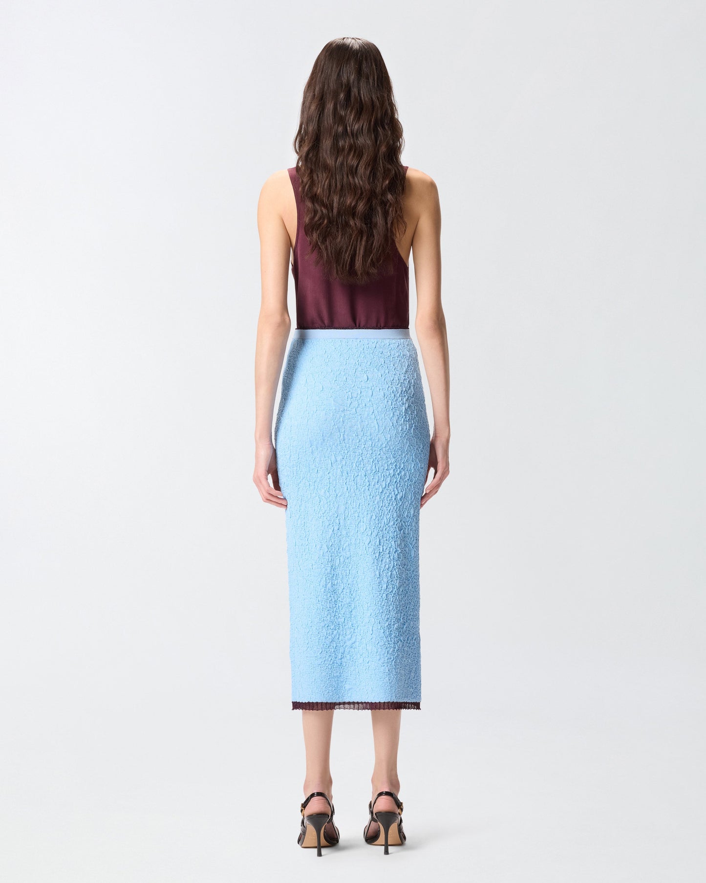 Slim-fit jacquard midi skirt