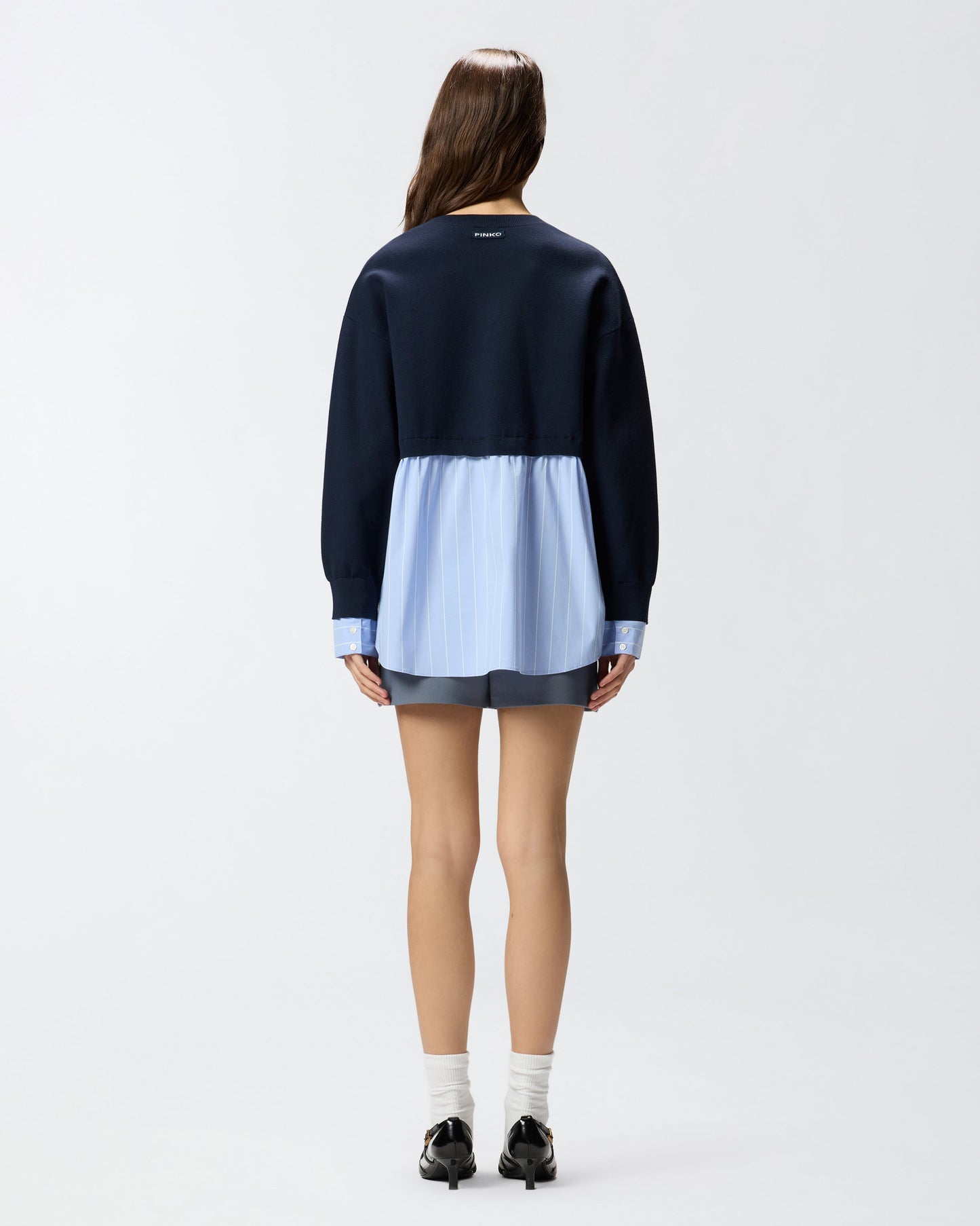 Sweater with shirt insert
