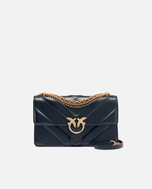 Love Bag One medium shoulder bag in chevron leather and nappa with triple chain