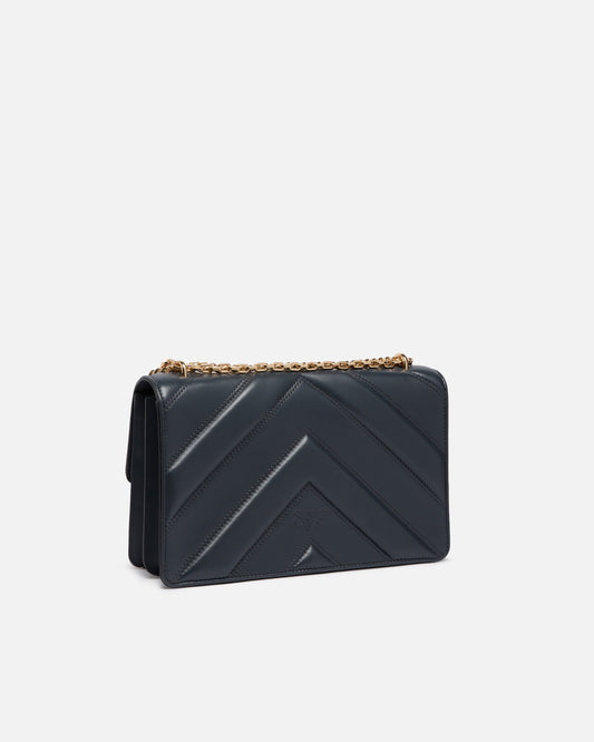 Love Bag One medium shoulder bag in chevron leather and nappa with triple chain