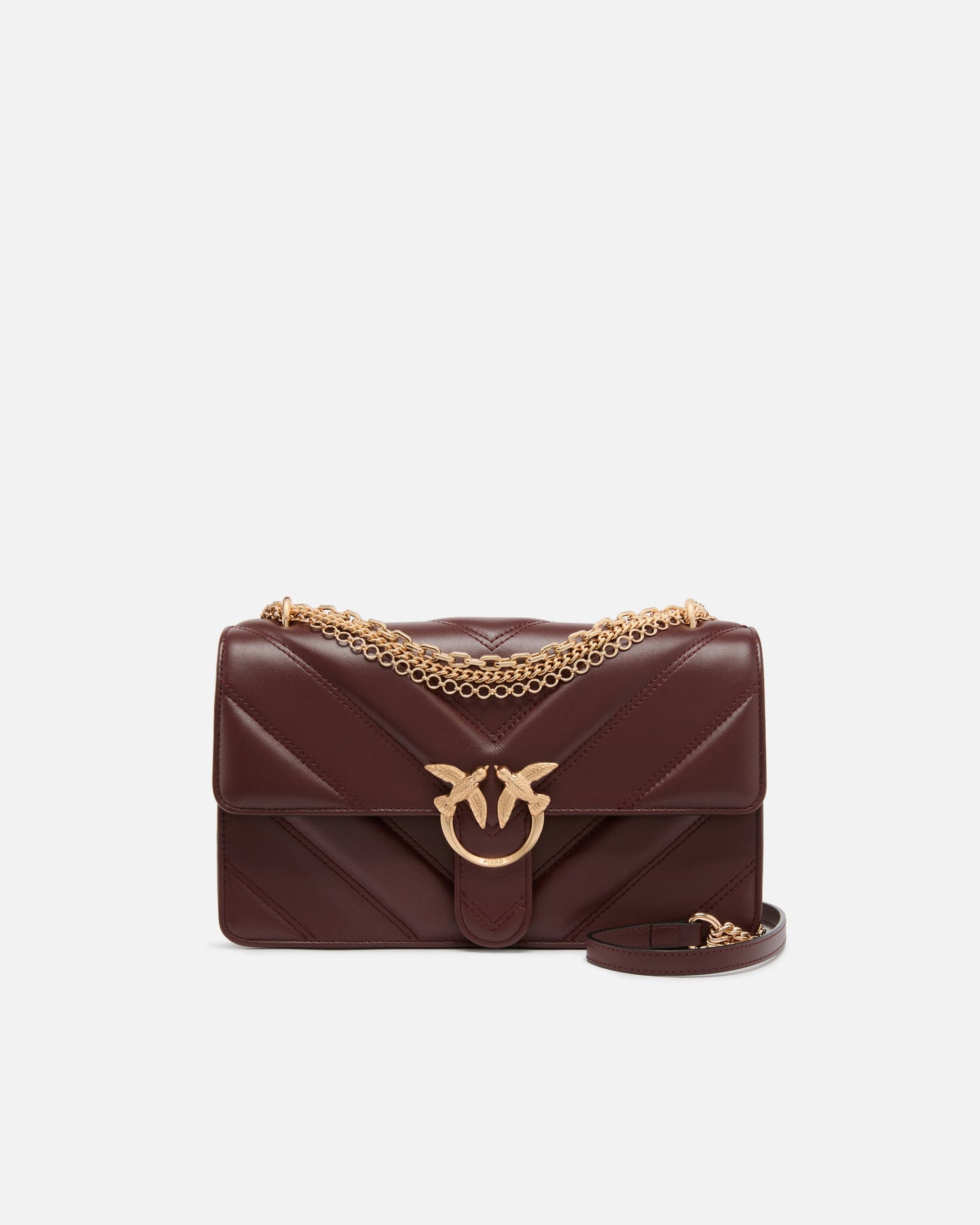 Love Bag One medium shoulder bag in chevron leather and nappa with triple chain