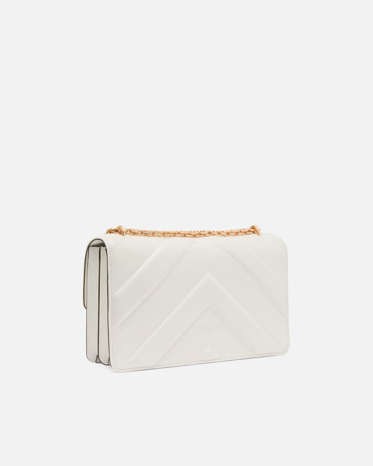 Love Bag One medium shoulder bag in chevron leather and nappa with triple chain