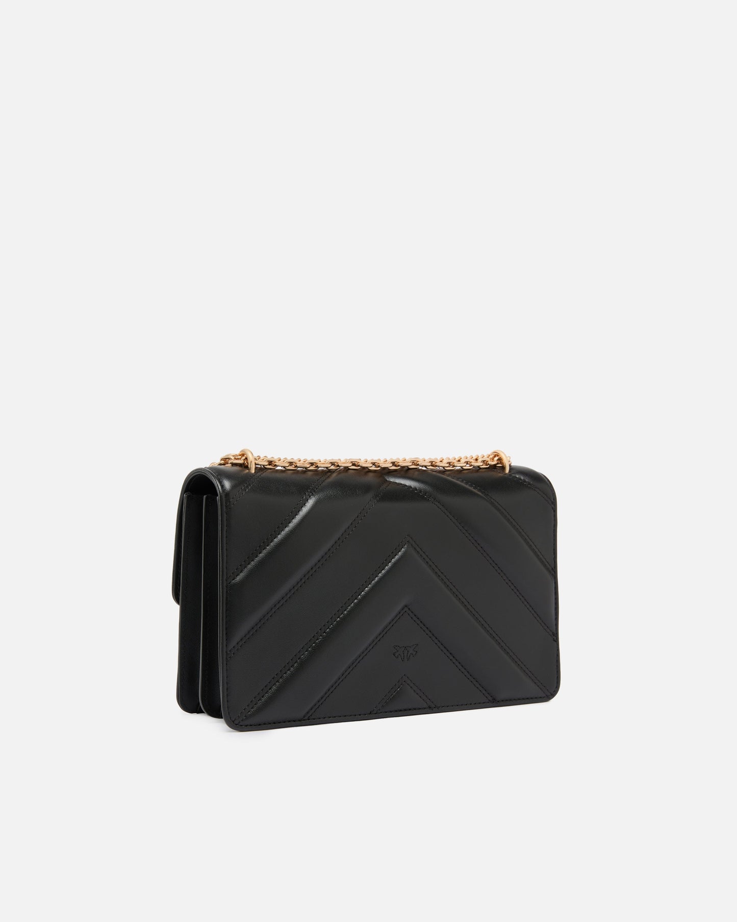Love Bag One medium shoulder bag in chevron leather and nappa with triple chain