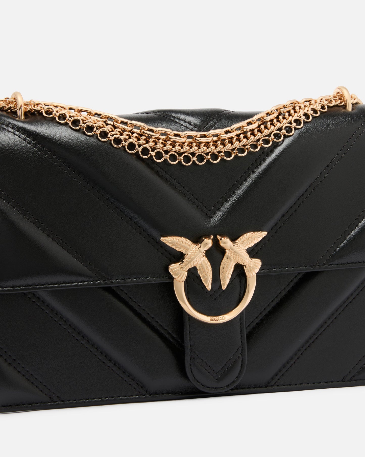 Love Bag One medium shoulder bag in chevron leather and nappa with triple chain