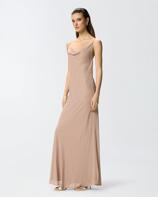 Long slip dress with rhinestones