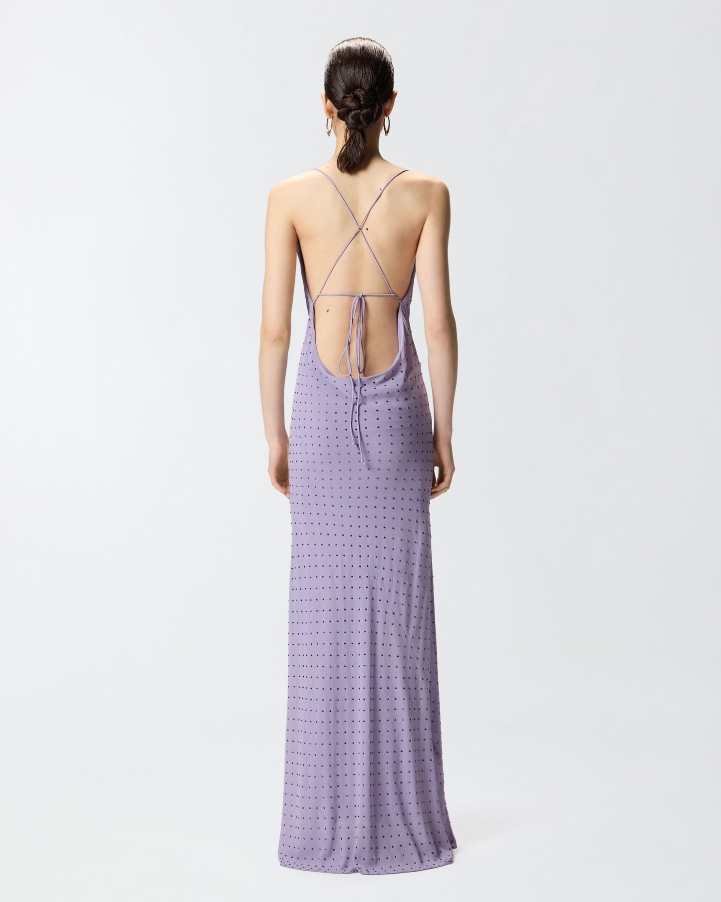 Long slip dress with rhinestones