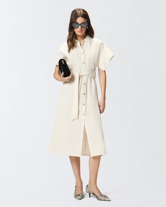 Midi shirt dress with belt