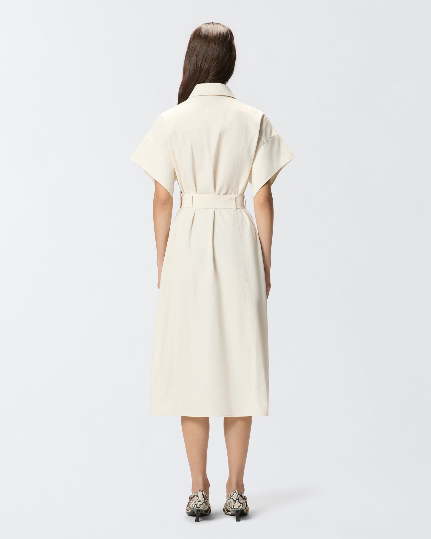 Midi shirt dress with belt