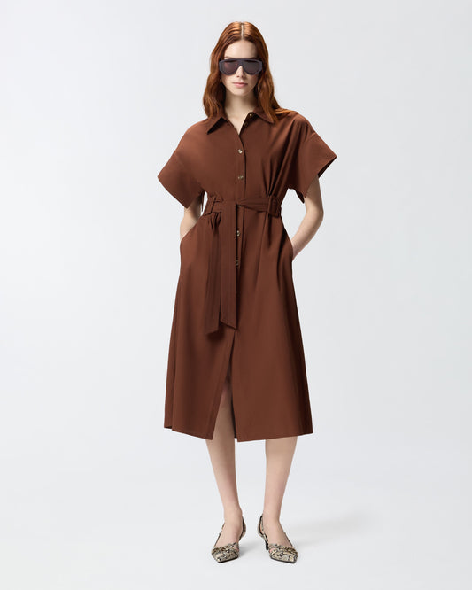 Midi shirt dress with belt