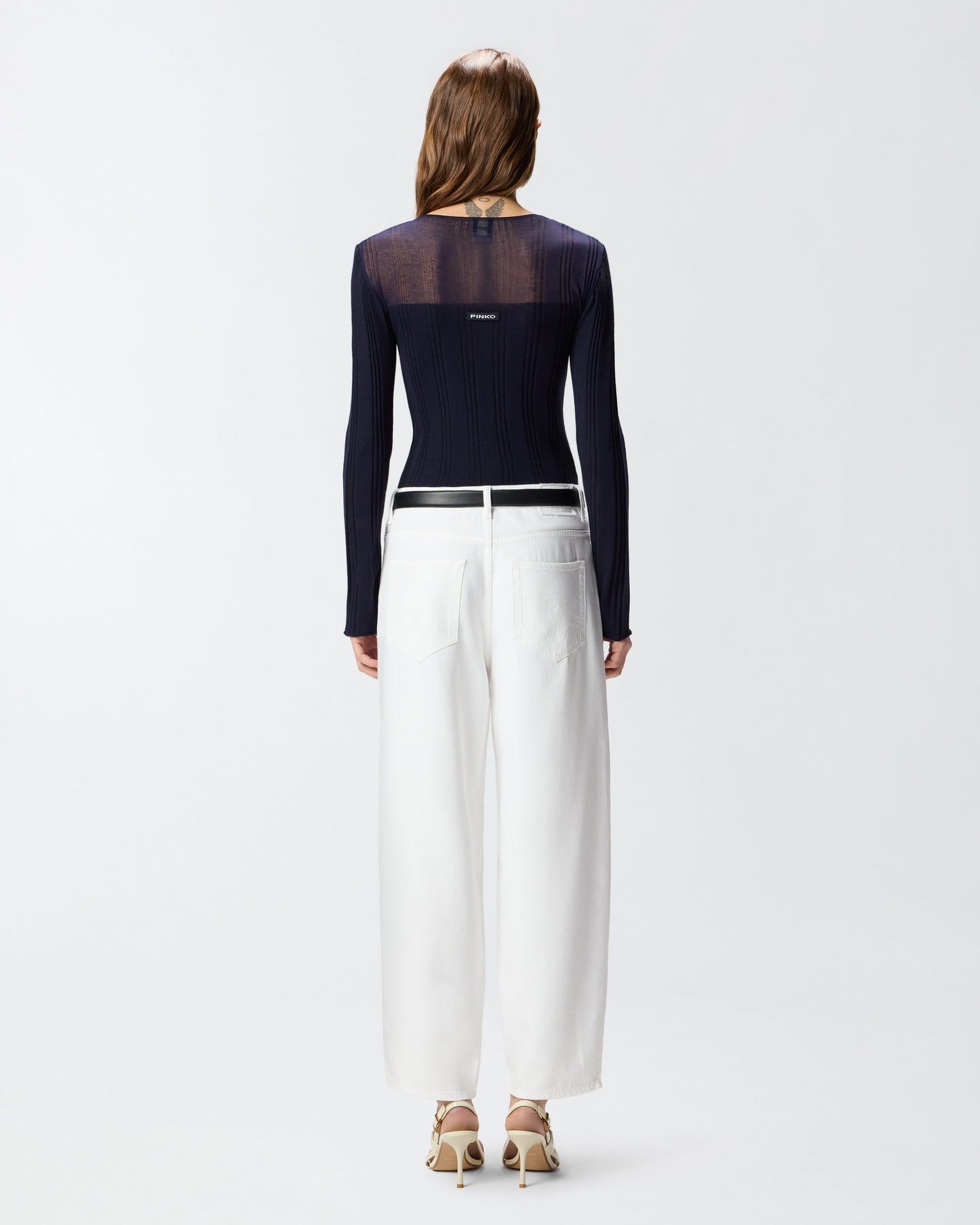 Lightweight ribbed sweater with sheer details