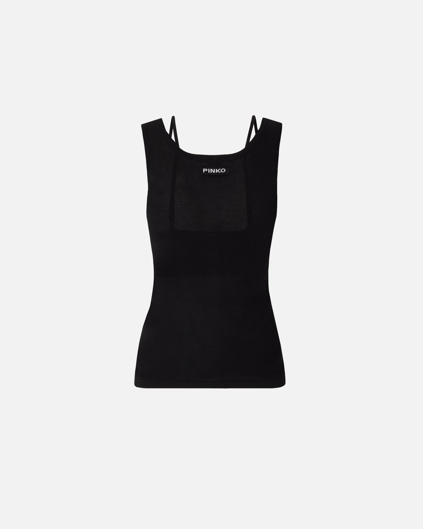 Knitted vest top with mother-of-pearl buttons