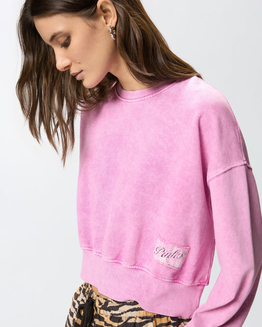 Cropped sweatshirt with branded label