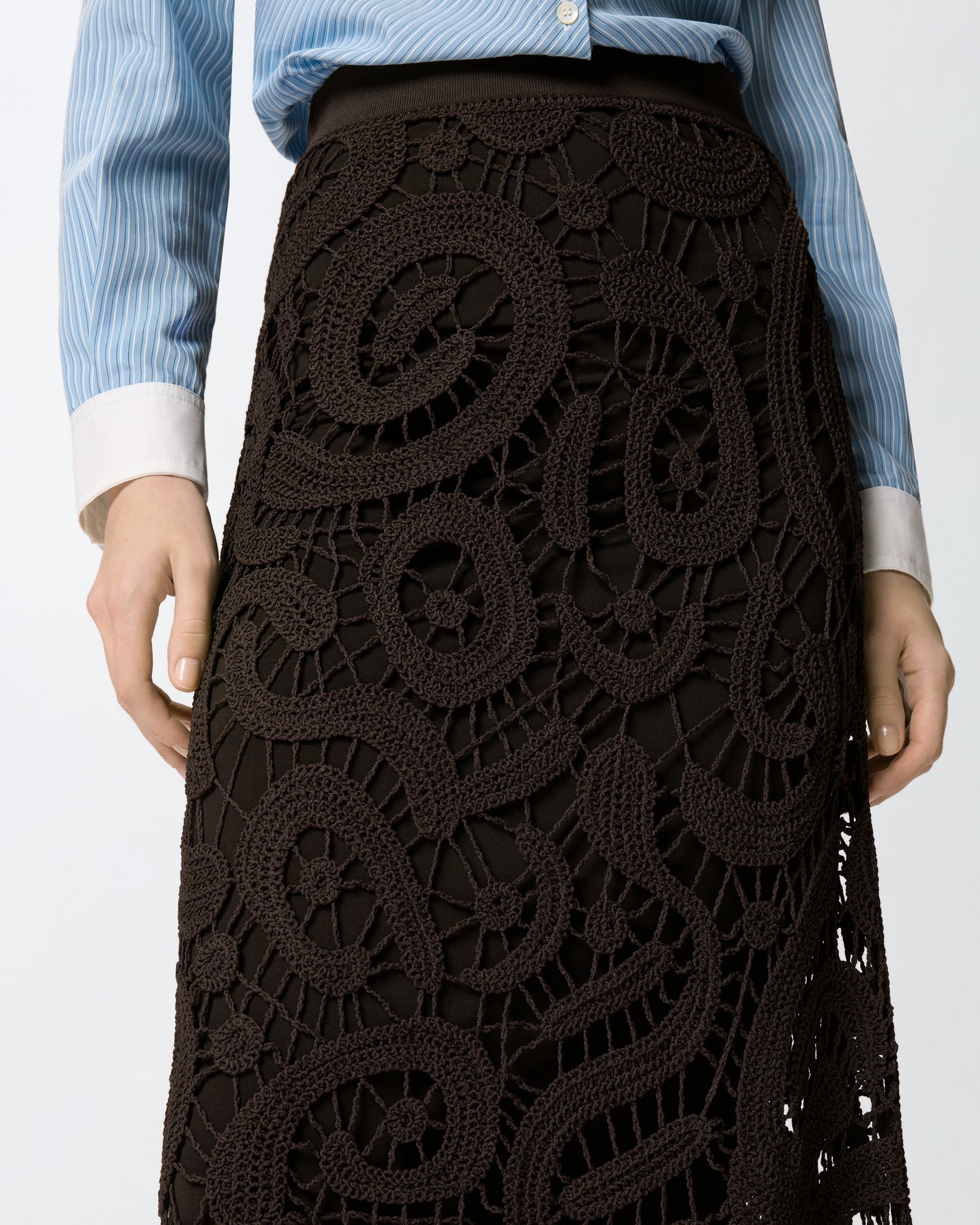 Geometric crocheted midi skirt
