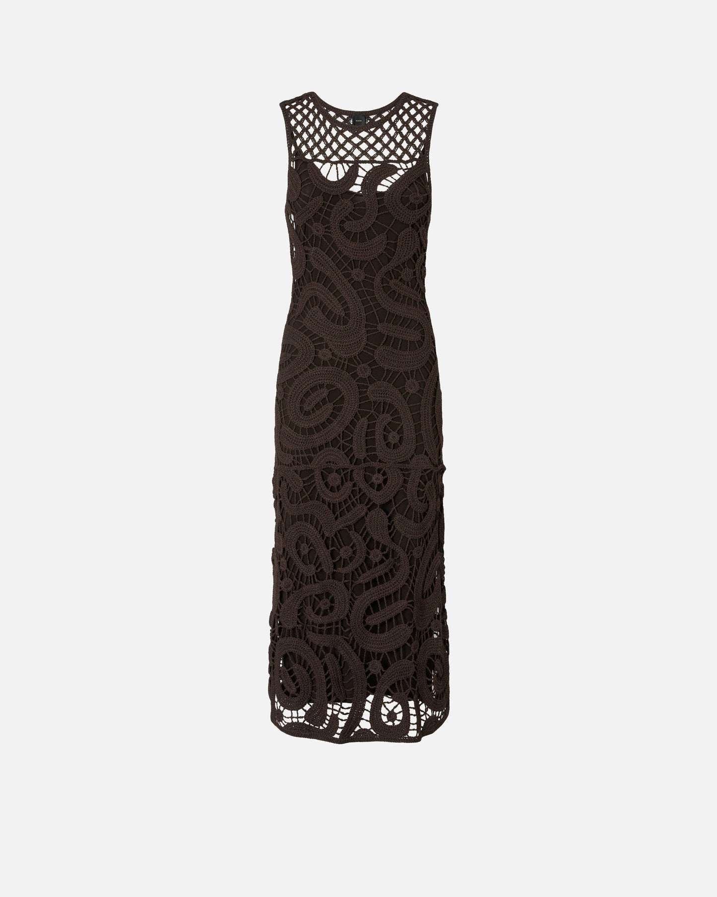 Sleeveless midi dress in geometric crochet