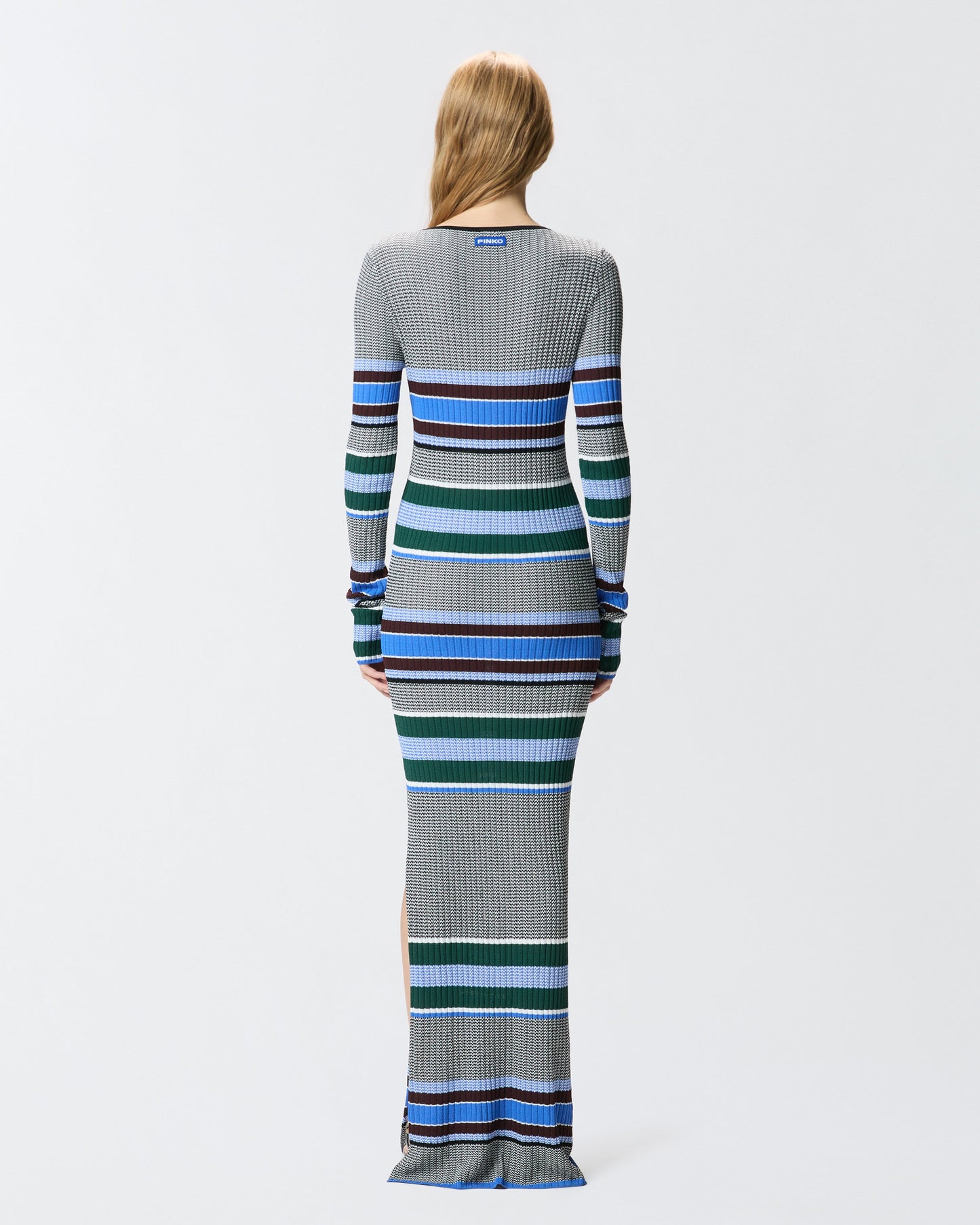 Long striped knit slim-fit dress
