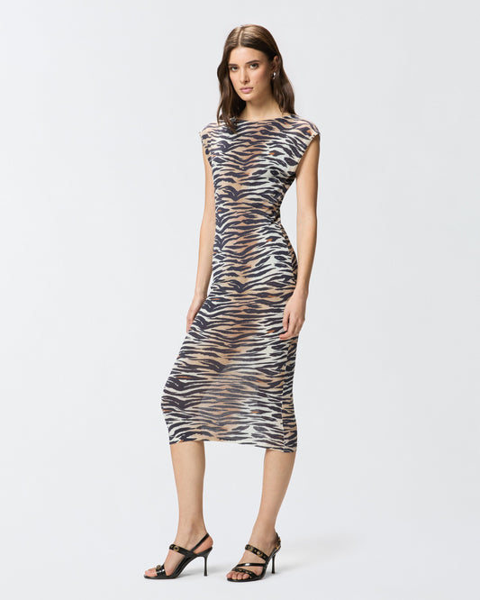 Sheath midi dress with animal print