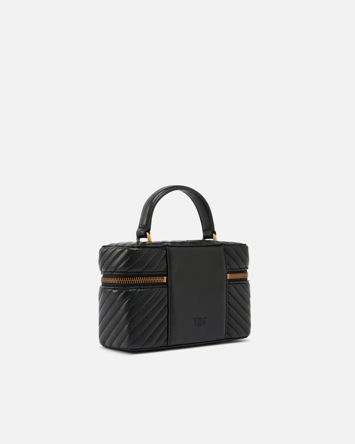 Small beauty case with shoulder strap in chevron nappa
