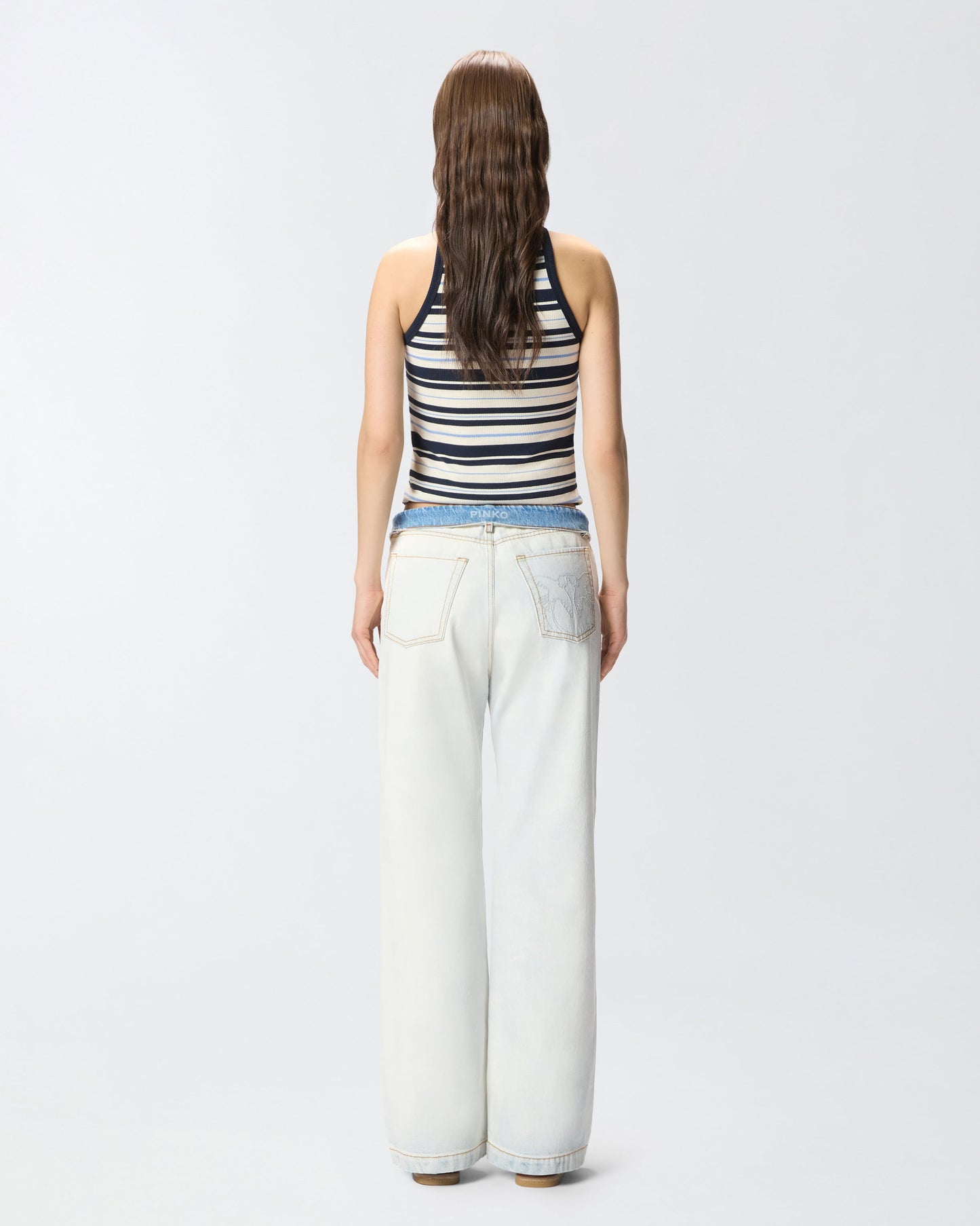 Jeans with contrasting fold-down waist