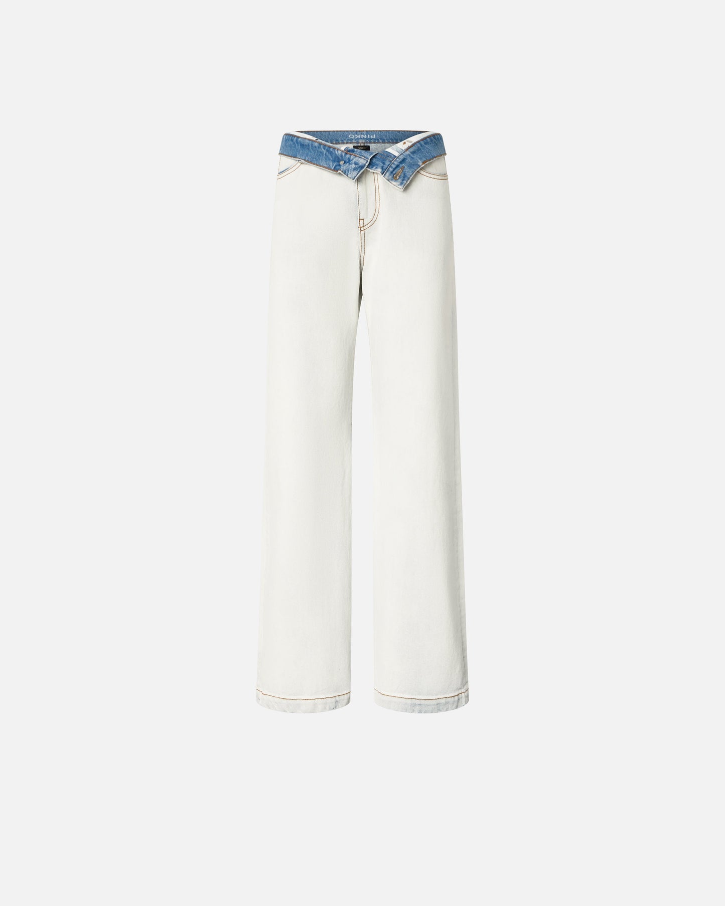Jeans with contrasting fold-down waist