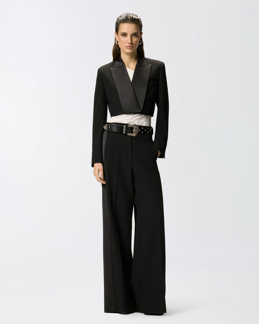 Cropped jacket with satin details