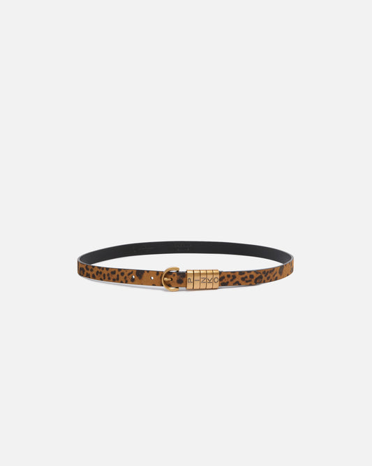 Suede belt with leopard print, 2cm