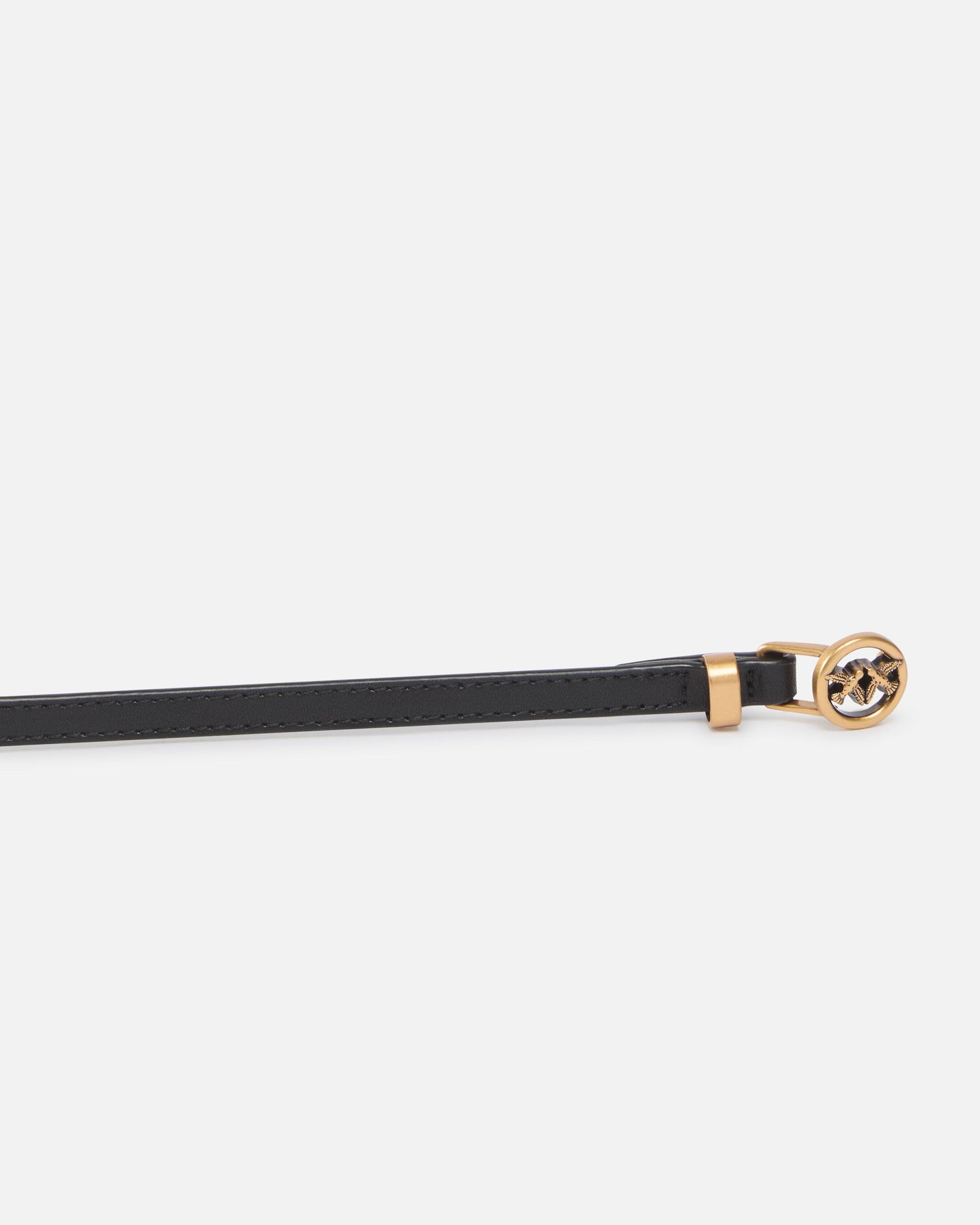 Double-wrap leather belt with studs and branded rings, 1 cm