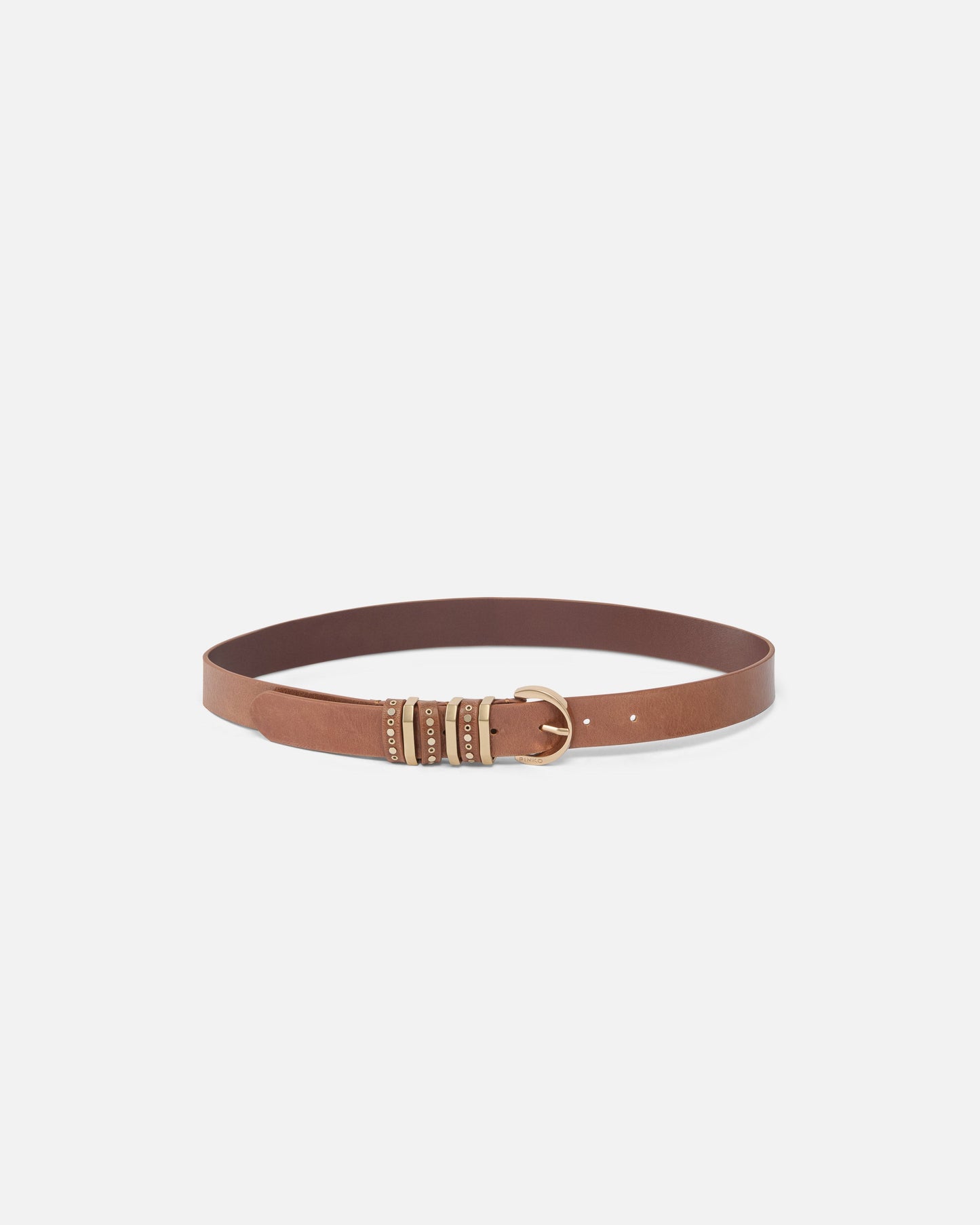 Shiny leather belt with metal loops, 3 cm